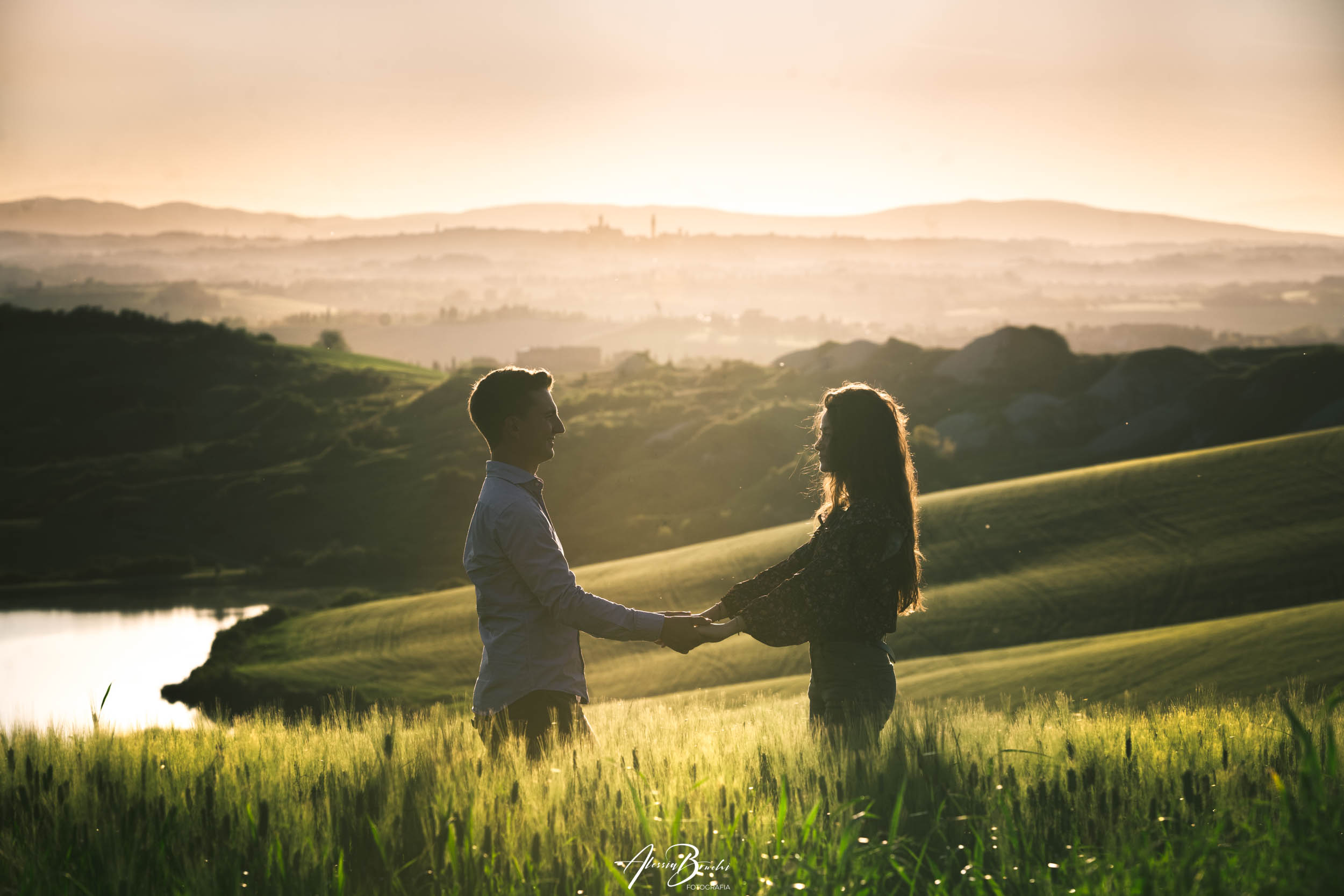 Engagement photos in Crete Senesi, Tuscany.